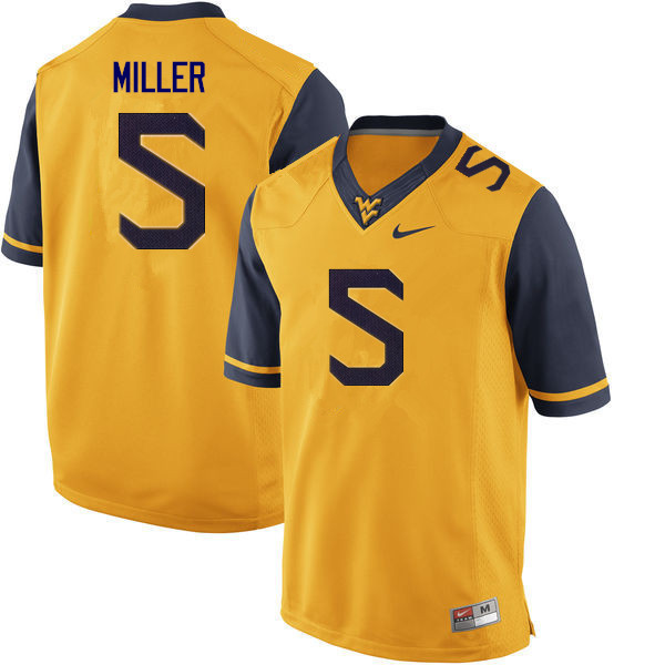 Men #5 Dreshun Miller West Virginia Mountaineers College Football Jerseys Sale-Gold